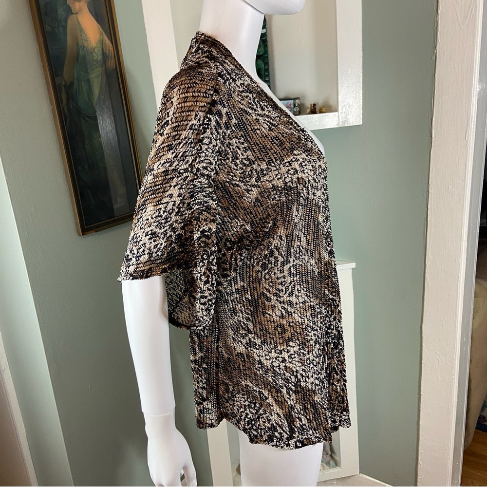 3/$12 Vintage 90s Chico's Sz 1 Sheer Leopard Kimono Jacket Swimsuit Beach Pool - Picture 6 of 9